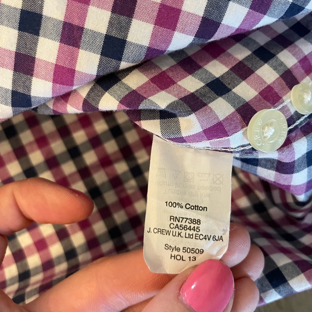 Purple and Blue Checkered Dress Shirt - Picture 6 of 7